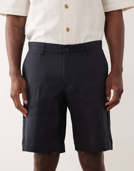Mango – Schmale Shorts aus 100%Leinen in Marineblau, 4 von 5
