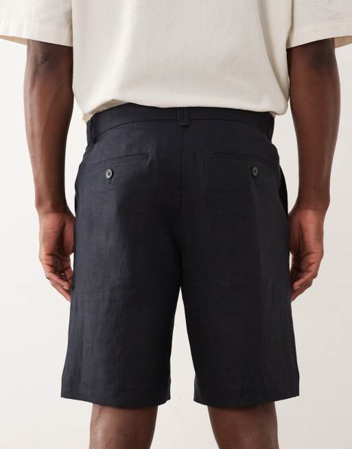 Mango – Schmale Shorts aus 100%Leinen in Marineblau, 5 von 5