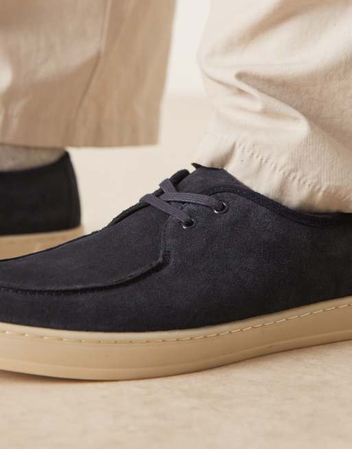 Mango – Schnürschuhe aus Wildleder in Marineblau mit kontrastierender Sohle    , 4 von 4