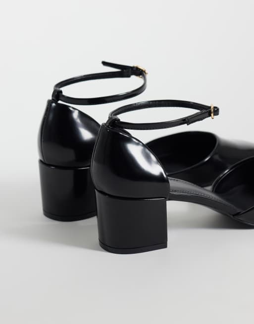 Mango schoen met lakleerlook, ronde neus en blokhak in zwart, 3 van 4