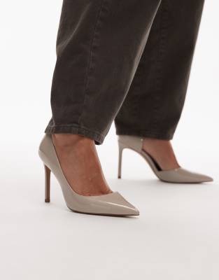 Mango - Schuhe aus Kunstleder in Grau mit Stilettoabsatz