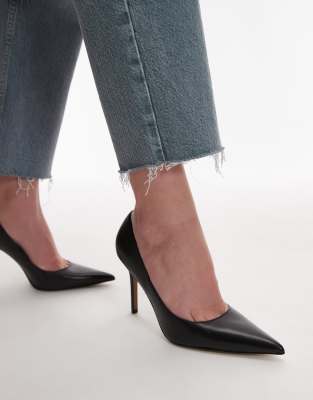 Mango - Schuhe aus Leder in Schwarz mit mittelhohem Absatz