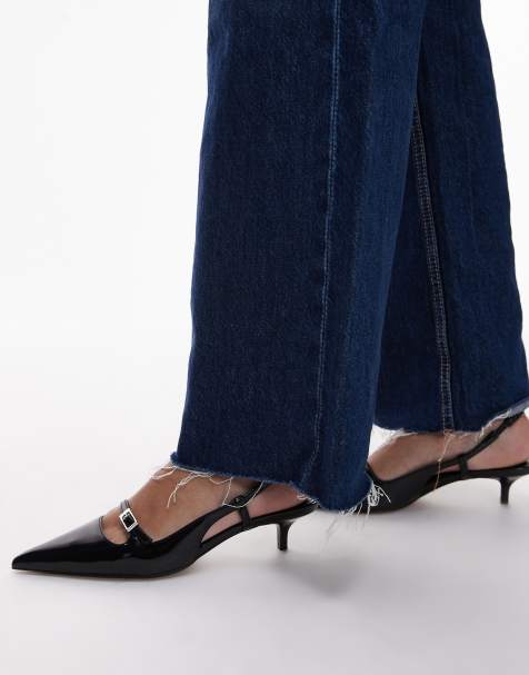 Mango – Schuhe in Schwarz mit Fersenriemen, Schnallendetail vorne und Absatz - view 1
