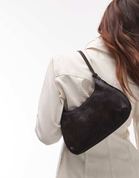 Mango – Schultertasche aus Ponyfell in Dunkelbraun - view 1