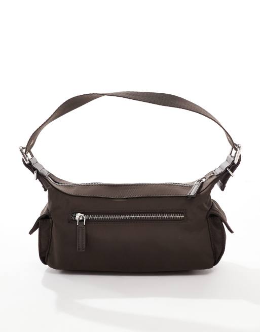 Mango – Schultertasche in Braun mit Seitentasche | ASOS