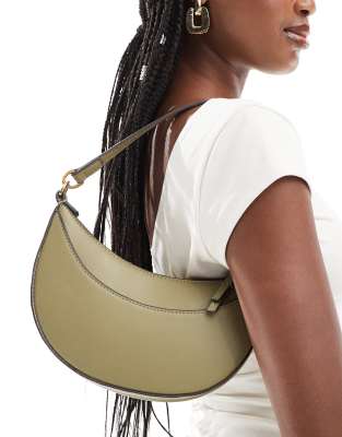 Mango - Schultertasche in Lederoptik in Khaki-Grün