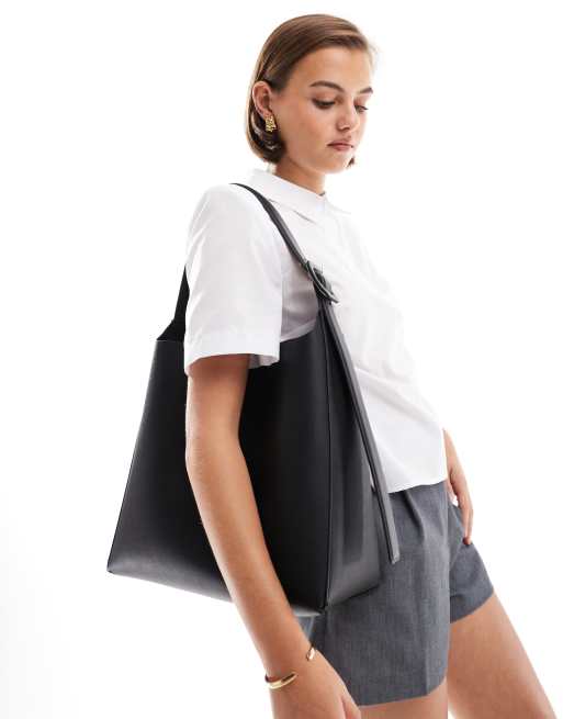 Mango – Schultertasche in Schwarz mit Schnallendetail | ASOS