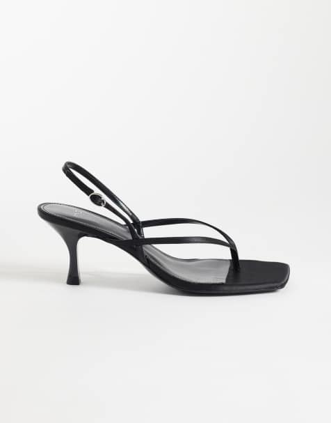 Mango – Schwarze Absatzsandaletten mit Riemendesign und Zehensteg - view 1