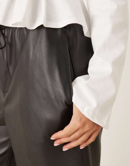 Mango – Schwarze Hose aus Kunstleder mit Taillenschnürung, 5 von 5