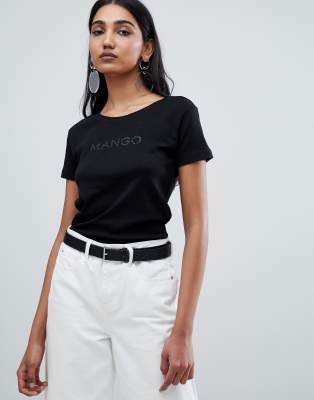 Mango – Schwarzes T-Shirt mit Logo | ASOS