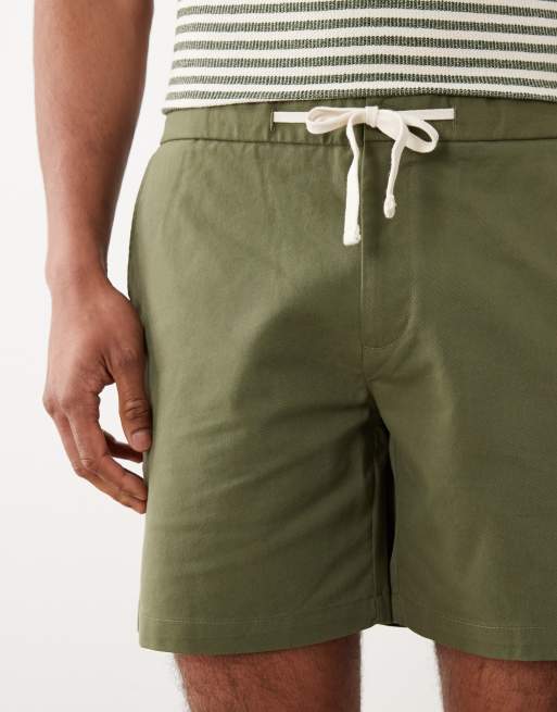 Mango – Ściągane na sznurek szorty z mieszanki bawełny w kolorze khaki, 4 z 5