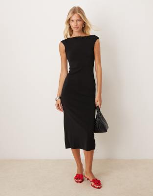 Mango Scoop Neck Backless Midi Dress