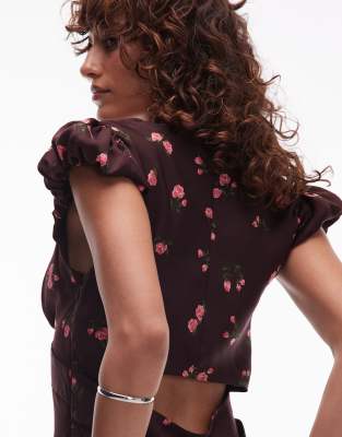 Mango Scoop Neck Floral Midi Dress