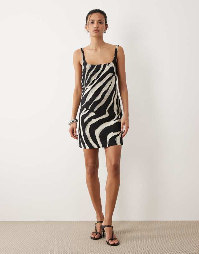 MANGO - Short Zebra Print Dress Black