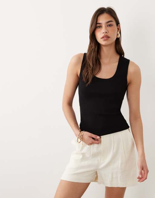 Mango scoop neck ribbed knit sleeveless top in black, 2 of 4