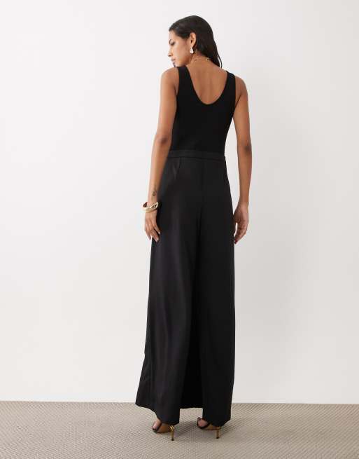 Mango scoop neck sleeveless jumpsuit in black, 4 of 4