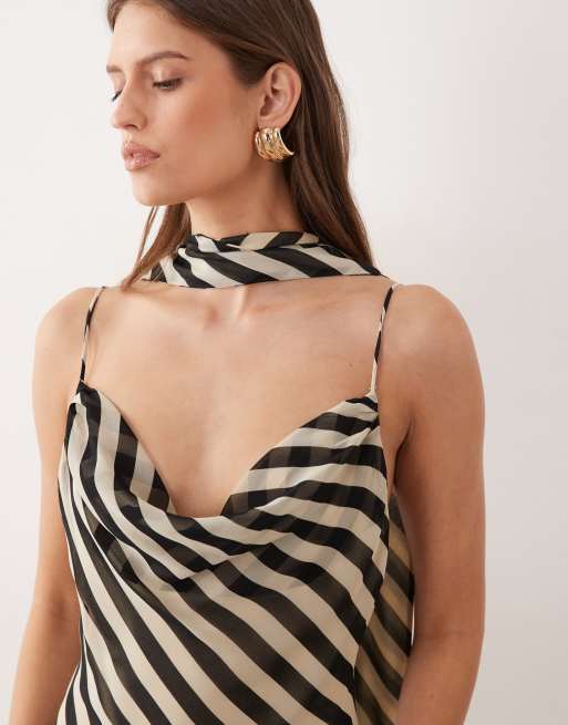 chinese dress ladies Moon River Black and Ivory Striped Maxi Dress Black and Ivory / L main image 0