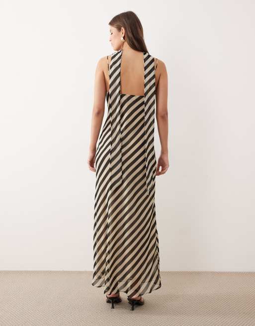 black and beige striped dress Petal and Pup Women's Henry Striped Midi Dress main image 1