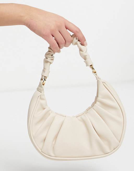 Mango scrunchie handle shoulder bag in ecru