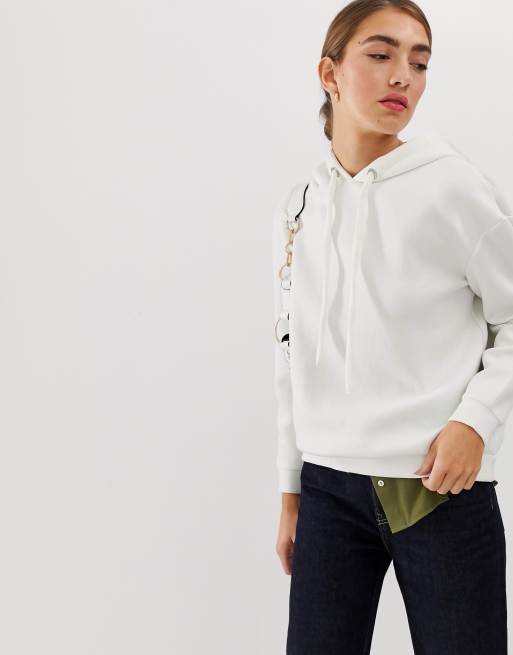 Mango scuba hoodie in white ASOS