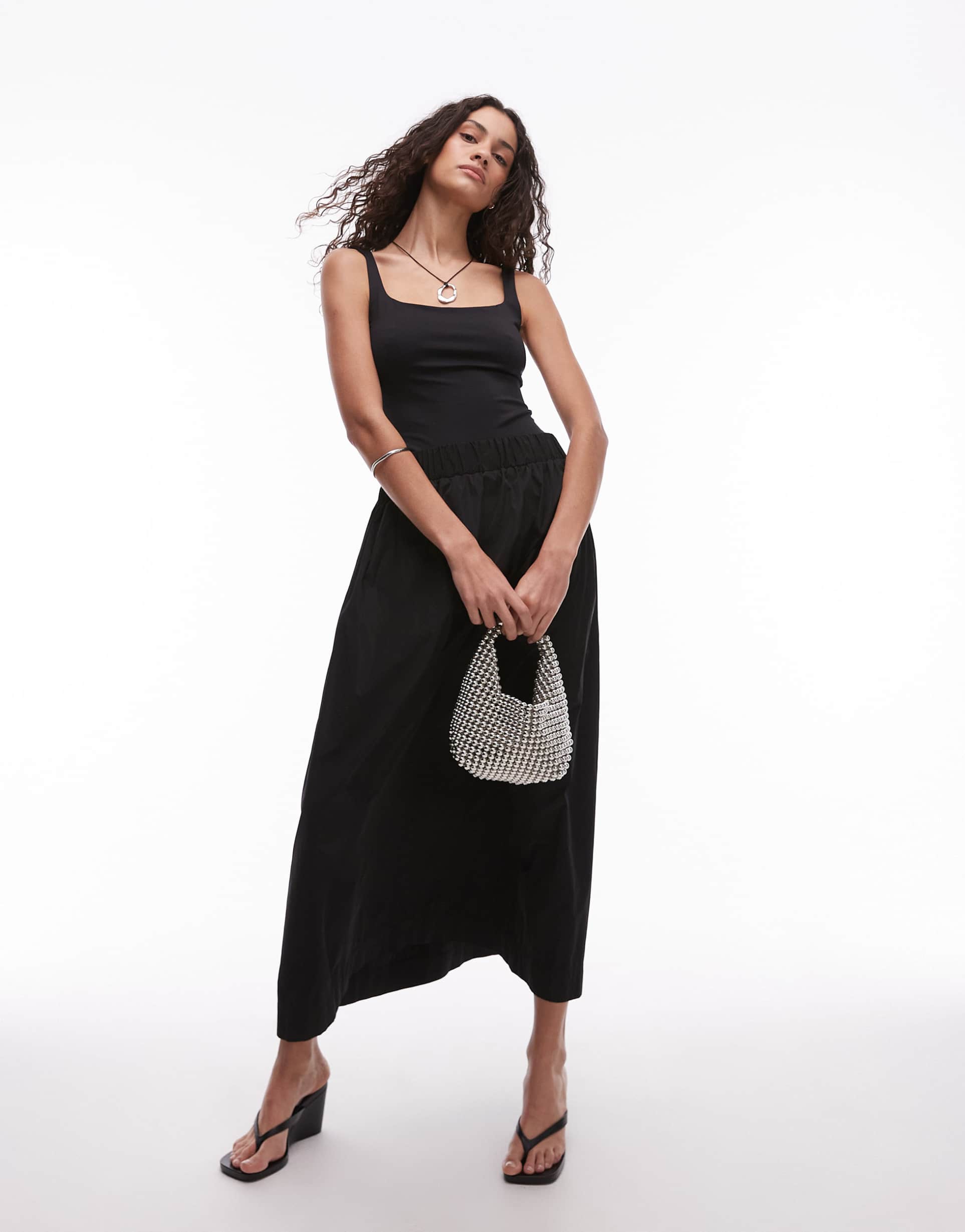 mango sculpt square neck bodysuit in black