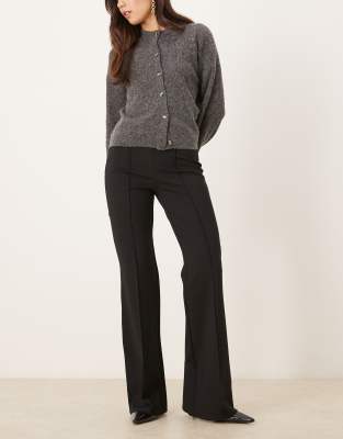 Mango Seam Detail Flared Pants In Black