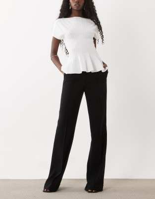 Mango Seam Front Flared Pants In Black