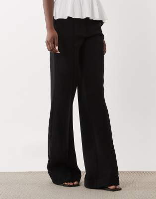 Mango Seam Front Flared Pants In Black
