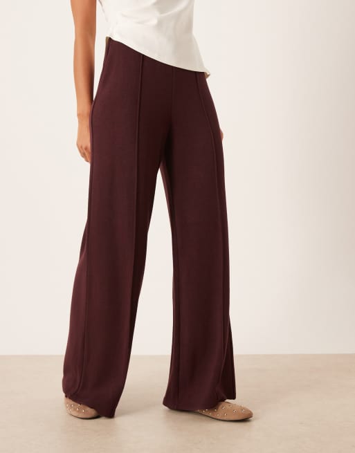 Mango seam front knitted trouser in burgundy, 2 of 5