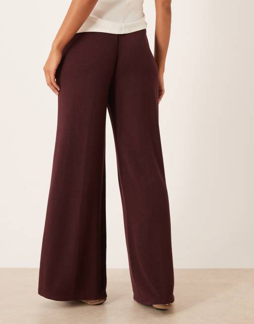 Mango seam front knitted trouser in burgundy, 5 of 5