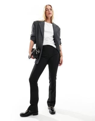 Mango Seam Front Straight Leg Tailored Pants In Black