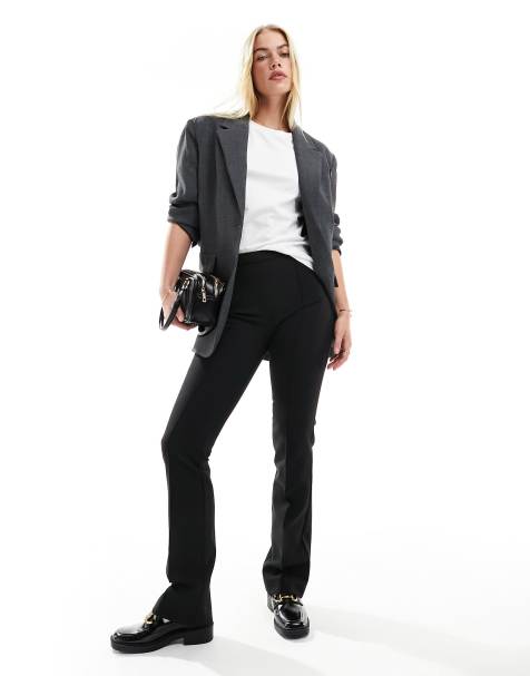 Mango seam front straight leg tailored pants in black - view 1