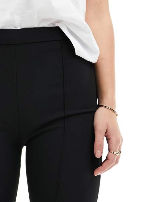 Mango seam front straight leg tailored pants in black | ASOS