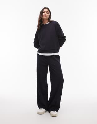 Mango Seam Front Sweatshirt In Navy