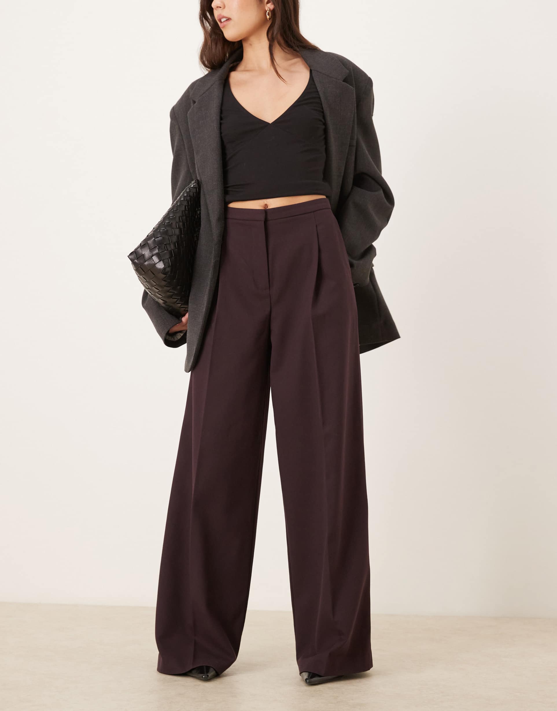 mango seam front tailored pants in fig