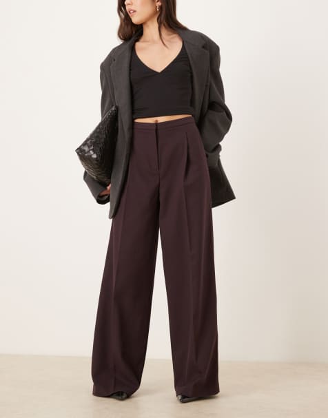 Mango seam front tailored trouser in fig - view 1