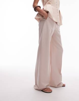 Shop Mango Seam Front Wide Leg Pants In Pink