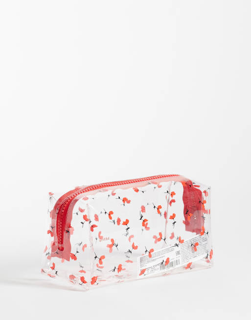 Mango see through cosmetic bag in poppy print, 3 of 3
