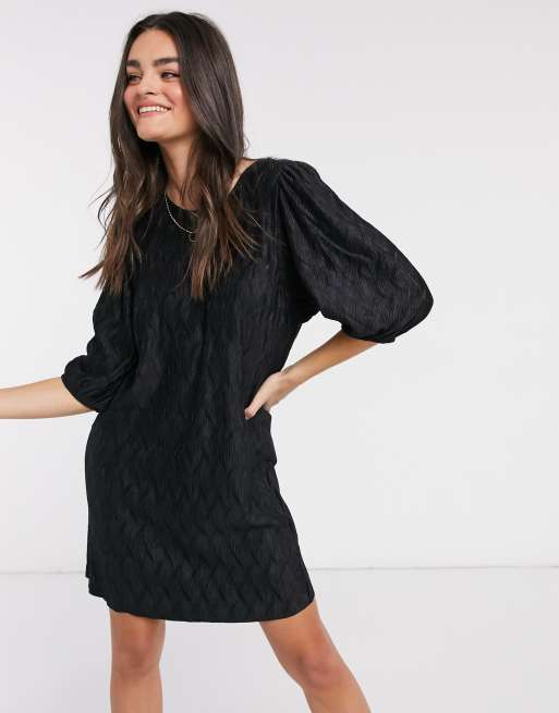 Mango self print dress in black