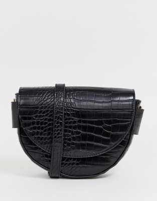 mango black croc bag
