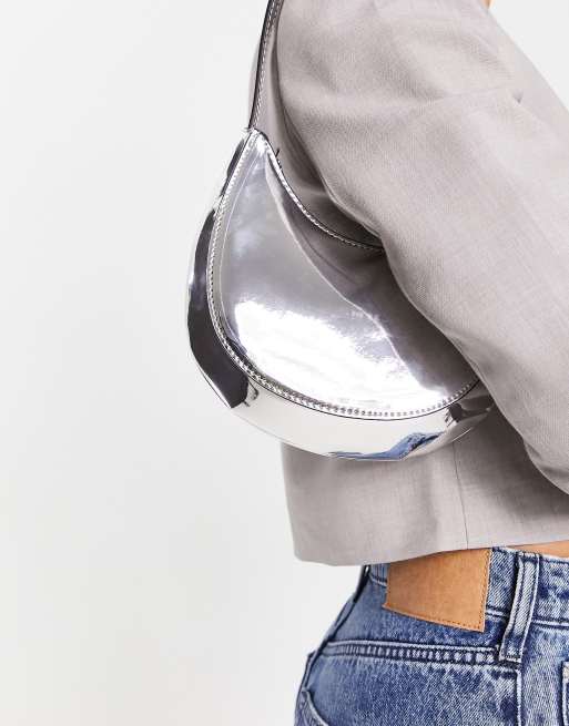 Mango semi circle shoulder bag in silver