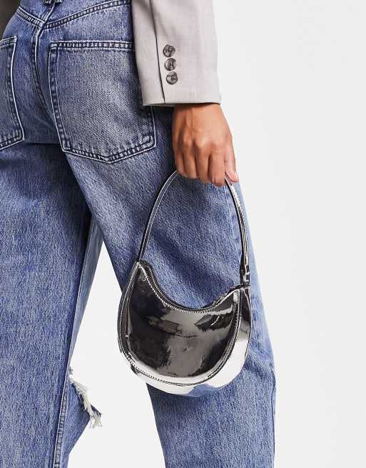 Mango semi circle shoulder bag in silver