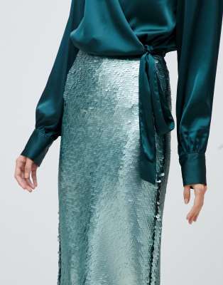 turquoise sequin skirt