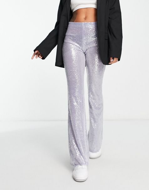 JJXX high waisted tailored flared trousers in light grey