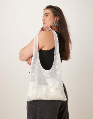 Mango Sequin Mesh Shoulder Bag