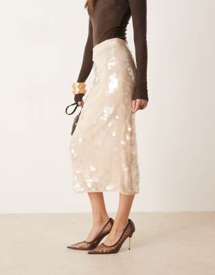 Mango Sequin Midi Skirt In Multi