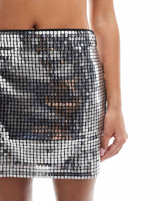 Mango sequin mini outlet skirt