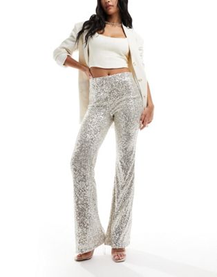 Mango sequin trousers in ivory