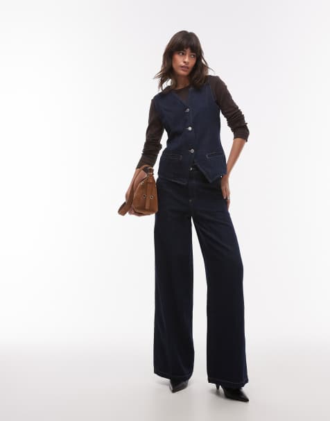 Mango – Set aus Jeans-Weste und Jeans in Dunkelblau - view 1