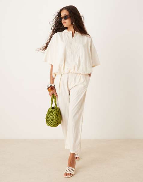 Mango – Set mit Cropped-Oberteil und Hose in Buttermilchgelb mit elastischem Bund - view 1